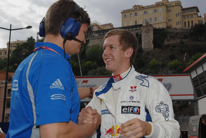 James Harris with Sebastian Vettel